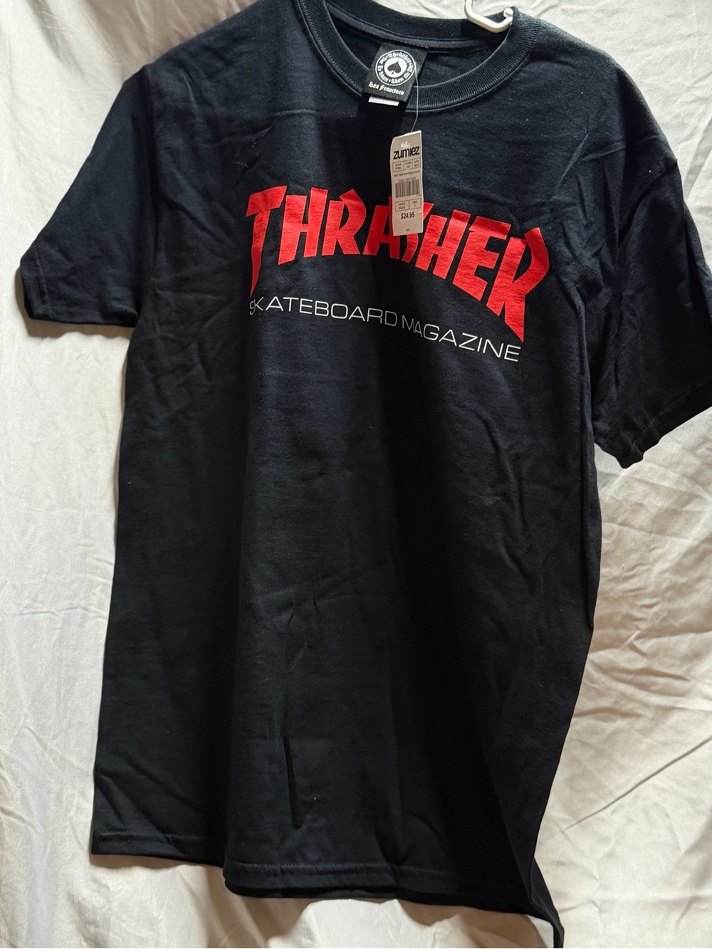 Thrasher Black Tee with Red Logo